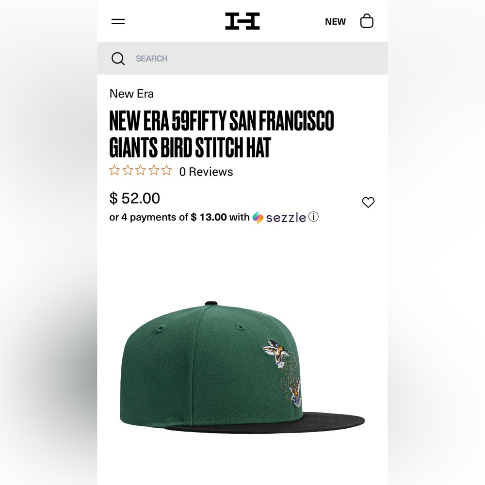 NEW ERA 59FIFTY SAN FRANCISCO GIANTS BIRD STITCH FITTED HAT